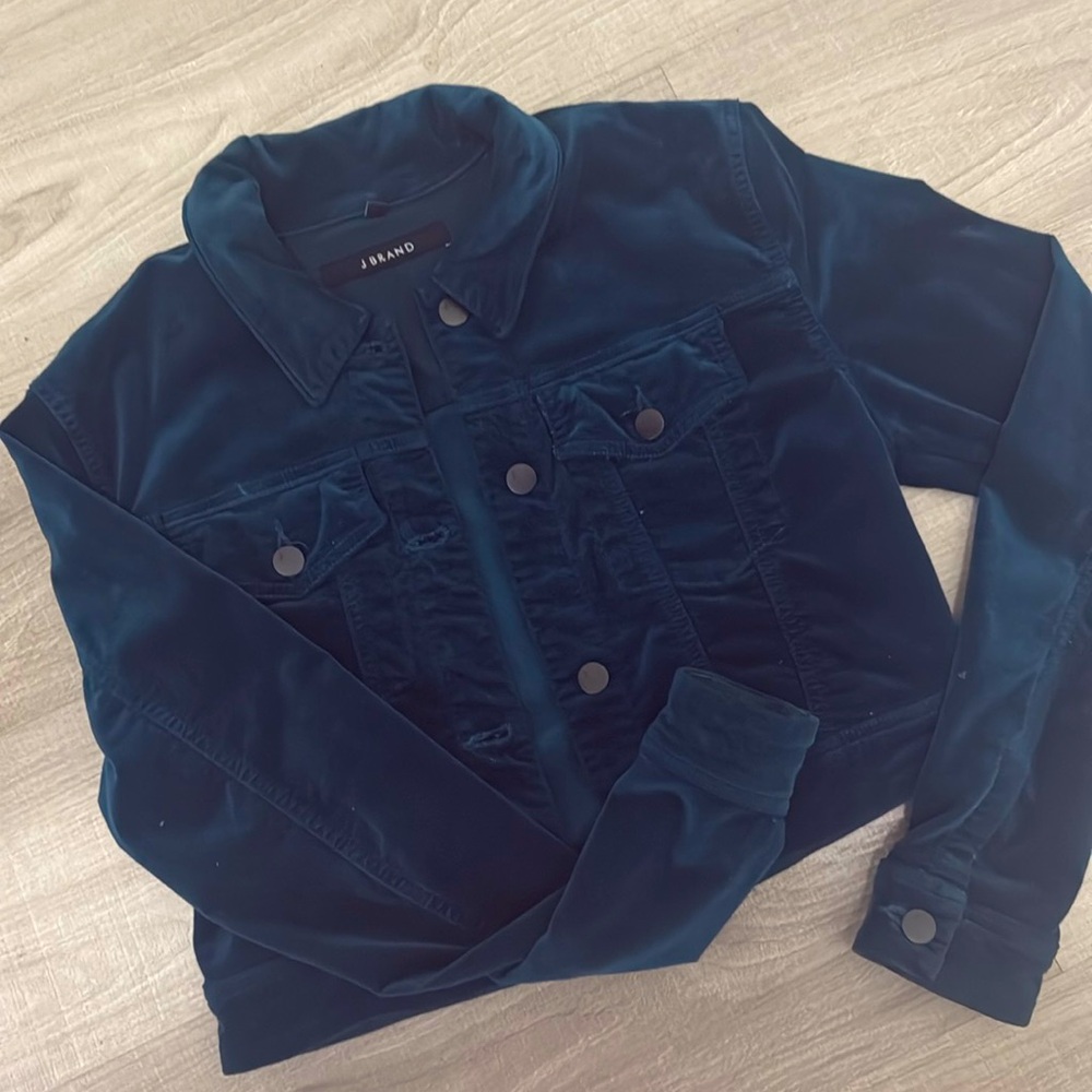 Stunning Velour Turquoise Blue Velour Cropped Jacket
